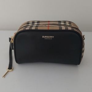 Burberry leather and vintage check half cube crossbody bag